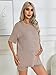 WDIRARA Women's 2 Piece Outfits Solid Short Sleeve Round Neck Top and Shorts Set Maternity Khaki M