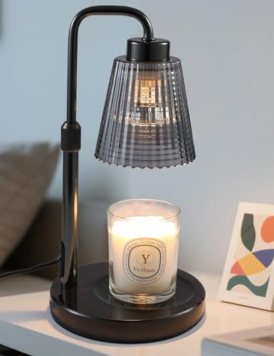 Image of Marble Candle Warmer Lamp Black with Cycle Timer, Dimmable Wax Melt Warmer