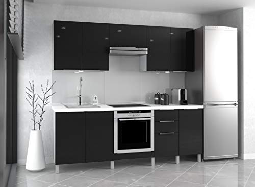 Générique Cuisine complète L220cm - Couleur: Noir (Noir, 220)
