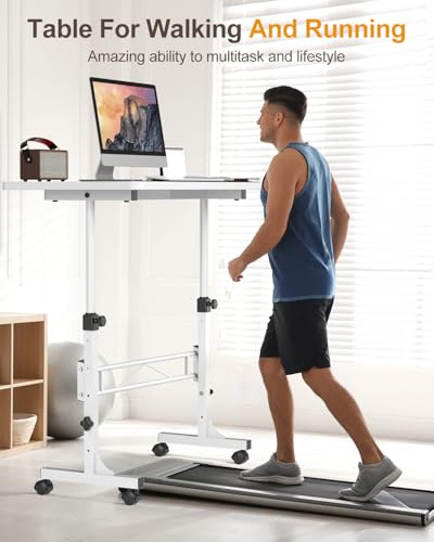 Small Standing Desk Adjustable Height, Mobile Stand Up Desk with Wheels, 32 Inch Portable - image 7