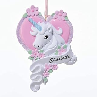 Kurt S. Adler White Unicorn Horse with Pink Heart Christmas Ornament Holiday Decoration W8285, Resin