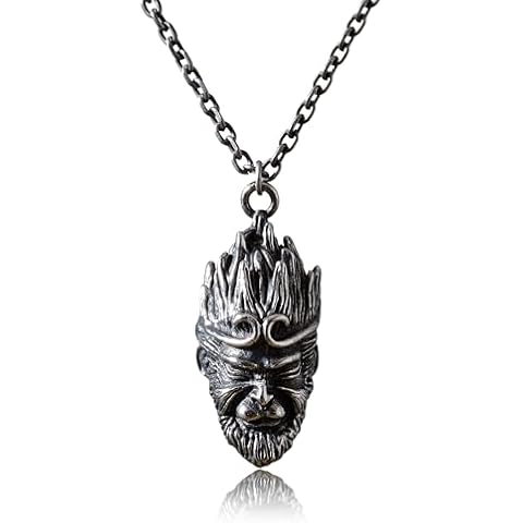 HOFOYA Black Myth Wukong Necklace Game Trendy Merch Stuff Gifts,Qi Tian Da Sheng Sun Wukong Necklace Jewelry for Son Brother Daughter Sister Bestfriend,Vintage Monkey King Pendant for Men Women,24 Inch Chains. Cover