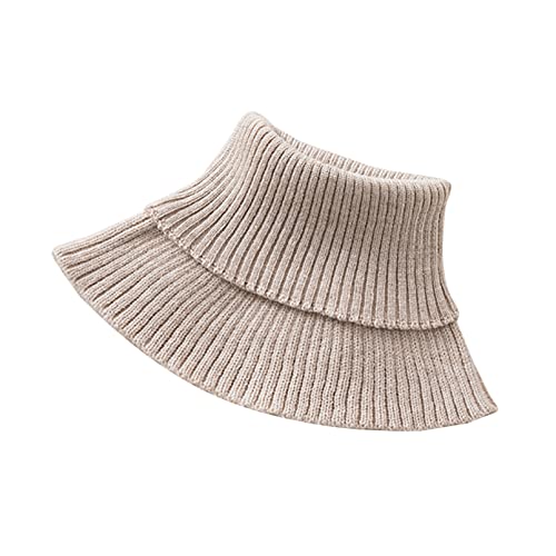MNSYD Strick Stretch Fake Rollkragen Kapuzenlätzchen All Match Halswirbelsäule Schal Pullover Hoodie Stehkragen Stehkragen Abnehmbarer Rollkragenkragen für Damen Mädchen Bekleidung Accessoires,Khaki Cover