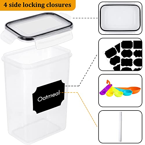 stusgo Set of 42 Airtight Food Storage Containers & Kitchen Storage Containers, Plsastic Containers for Dry Food, Flour & Sugar, with Labels, Marker & Spoon (Black) - Image 6