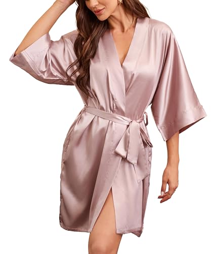 Soft Loungewear Silk Robe Wedding Short Satin 31 soft loungewear silk robe - rose gold