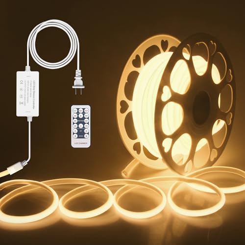 ALITOVE 120V 110V COB Led Strip Light Kit Dimmable Waterproof IP67 3000K 65.6ft Warm White LED Light Strips Outdoor 5760LEDs Super Bright Neon Rope Lights with Remote for Home Commercial Lighting ALITOVE 120V 110V COB Led Strip Light Kit Dimmable Waterproof IP67 3000K 65.6ft Warm White LED Light Strips Outdoor 5760LEDs Super Bright Neon Rope Lights with Remote for Home Commercial Lighting