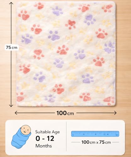 Image of First Kick Luxury Soft Baby Blanket Pack of 100 x 75 cm Premium Fleece Newborn Swaddle Wrap | Baby Bath Towel All Season Blanket for 0-12 Months Crib Stroller Travel Use