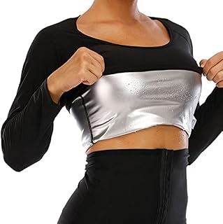 Sweat Shaper Women's Workout Top Long Sleeve High-Performance Compression Sports Slimming Sauna Shirt Sweat Enhancing Slimming Body Shapewear(S/M)