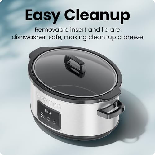 Chefman Slow Cooker 7 Quart, Large Family Size Programmable Digital Slow Cooker with 24-Hour Timer, Low, High & Warm Settings, Ceramic Crock, Tempered Glass Lid, Dishwasher-Safe, Stainless Steel - image 5