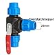 3-Wege PP-Fitting, Klemmverbinder, Hebelgriff,Kugelhahn für PE-Rohr (25mm, T-Stück)