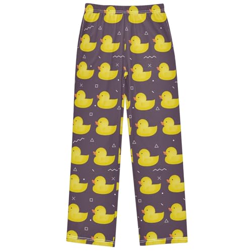 Boy's Pants Yellow Rubber Duck Swimming Jogger Pants Elastic Waist Long Bottoms Trousers with Pockets 6-14 Years - Main Image