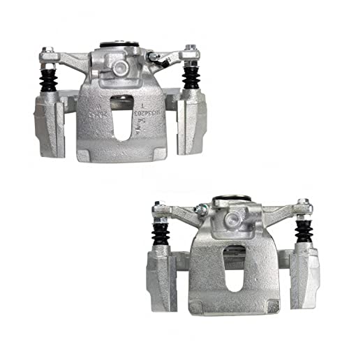 Image of TRQ Rear Driver and Passenger Side Brake Caliper Set Caliper Brackets Hardware Compatible with 2015-2017 Ford F-150 With Power Parking Brake 2018 F-150 V6 3.3L 2018 F-150 V6 2.7L
