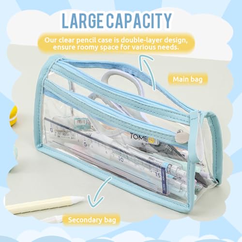 Image of Zibuyu Transparent Pouch, Double Layer Pencil Case, Pouch for Stationery