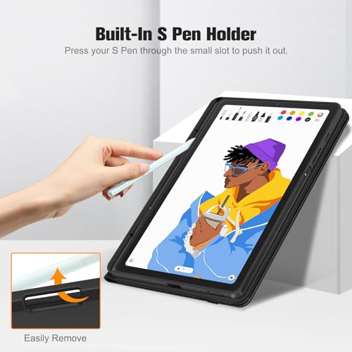 Fintie Case for Samsung Galaxy Tab S6 Lite 10.4 Inch 2024/2022/2020 with S Pen Holder, Multi-Angle Viewing Soft TPU Back Cover with Pocket Auto Wake/Sleep, Black