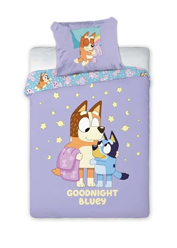 BrandMac Bluey Goodnight Bluey Wende-Bettwäsche-Set 135x200 80x80 Kinder