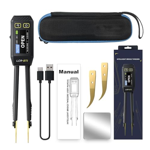 LCR Medidor Smart Bridge Tweezer Kit LCR Digital Puente Probador Digital Puente Medidor LCR Medidor Resistencia Inductancia Capacidad Prueba de Componentes (LCR-ST1 Tweezer Bridge)