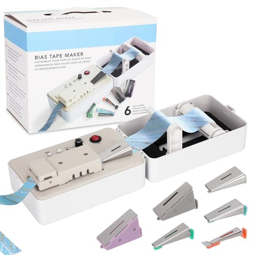 Bias Tape Maker Tool with 6 Different-Sized Tips for Sewing & Quilting