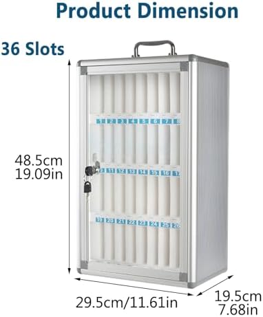 Portable Phone Cabinet, Metal Cell Phone Storage Case, Aluminum Alloy Lock Box for Classrooms, Offices & Exam Rooms (36 Slots) - Secure & Durable Solution