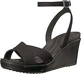Crocs Women's Leigh II Ankle Strap W Wedge Sandal, Black/Black, 8 M US