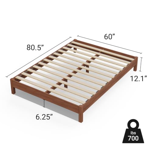 Image of LIFEMENT Queen Bed Frame Signature Wood Platform, Noise Free, Under Bed Storage, No Box Spring Needed, Easy Assembly, New Walnut