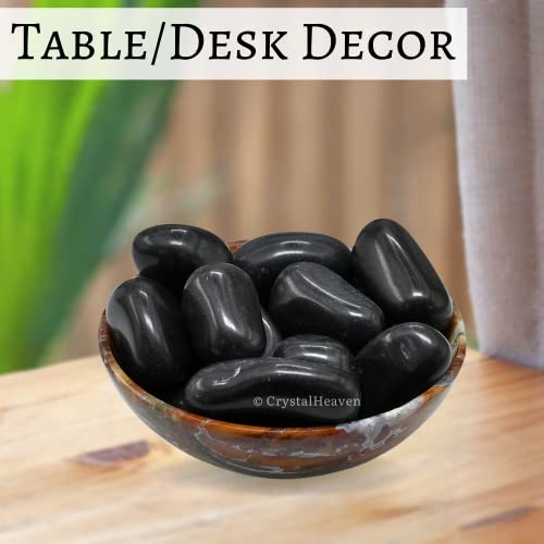 Image of Certified Black Agate Crystal Healing Tumbled Stone, Natural Polished Crystals for DIY Crafts, Manifestation, Meditation, Pooja Feng Shui and Reiki Healing (30 Grams)