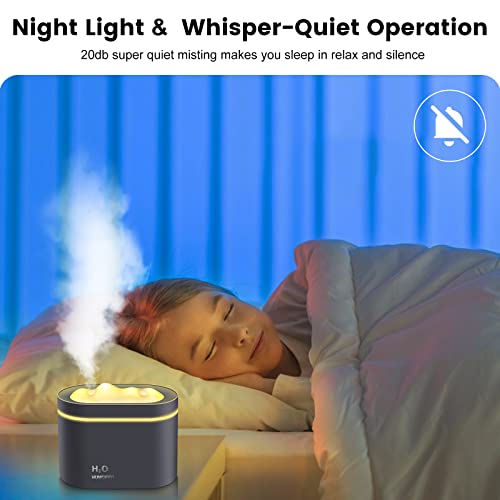 Mini Humidifier, 800Ml Small Plant Humidifier, Portable Cool Mist Humidifiers For Bedroom, Personal Desk Humidifier For Baby Office Home, Auto Shut Off, Dual Nozzle Design, Super Quiet, Gray #TOP3