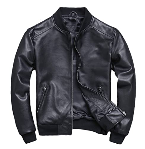 Veste de baseball cuir véritable homme blouson fin casual taille XXXL