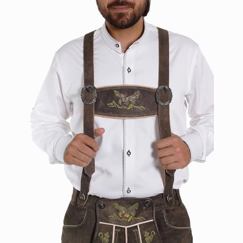 Image of Bavarian Suspenders for men | Authentic Lederhosen suspenders with buckles for Oktoberfest Costume