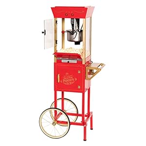 Nostalgia Popcorn Maker Machine – Professional Cart With 8 Oz Kettle Makes Up to 32 Cups – Vintage Popcorn Machine Movie Theater Style – Red