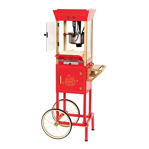 Nostalgia Concession CCP510 Vintage Professional Popcorn Cart-New 8-Ounce Kettle-53 Inches Tall-Red