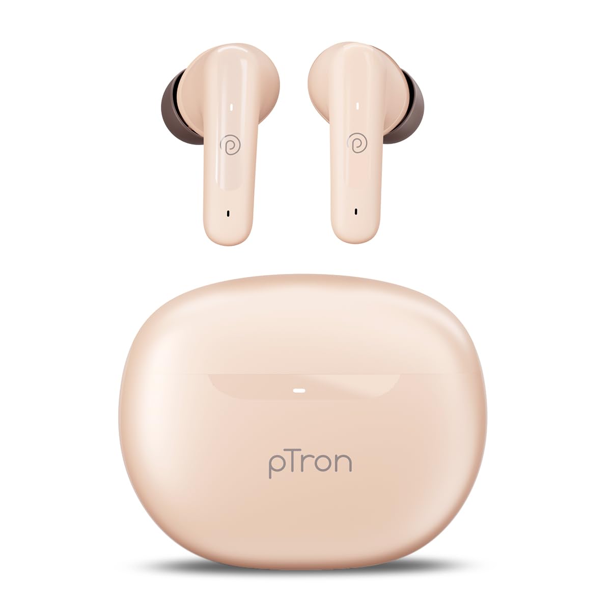 pTron Bassbuds Astra in-Ear TWS Earbuds w/Stereo Sound, 34Hrs Playtime, Stereo Calls, Custom EQ, Mobile App, BTv5.3 Headphones, Touch Control, Voice Assistant, Type C Charging & IPX4 (Brown)