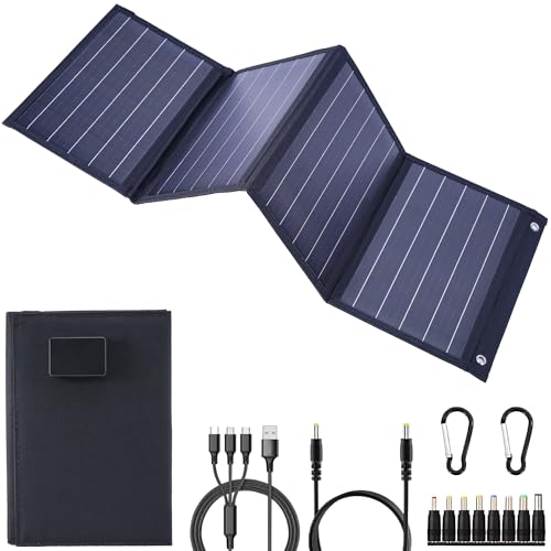 2026Upgrade 40W Foldable Solar Panel Charger,25% High Efficiency Portable N Type Cell,USB-C/USB-A/DC12V MPPT Fast Charging, IP67 Waterproof Lightweight Solar Charger for Outdoor Travel Emergency