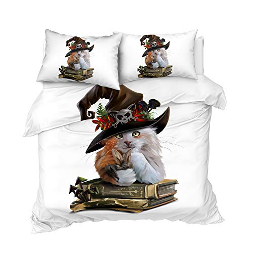 Wwzz Halloween Cat Bedding Set Duvet Cover Set With 2 Pillowcase, 3-Piece Bedding Set For Kids, Adult, Soft Microfiber,Au Doulble #TOP10