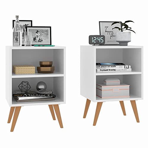 Kit 2 Mesas de Cabeceira Retrô Rpm com Nicho - Branco - Rpm Móveis
