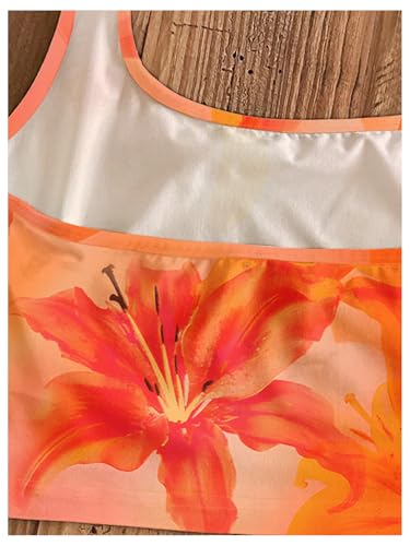 Floerns Teen Girl's Clothes Floral Print Halter Tops Cute Summer Sleeveless Tank Tops4