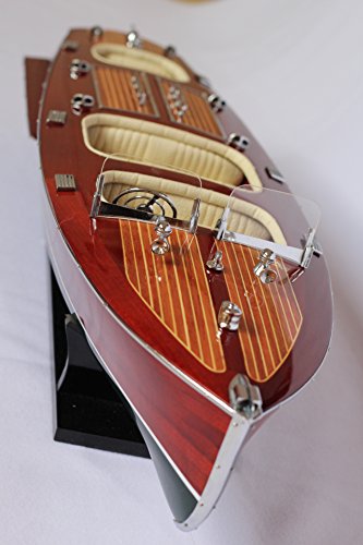 Chris Craft Triple Cockpit 25" Wood-Crafted Boat Model. Fully Assembled With A Separate Wooden Stand. Leather Seats. #TOP3