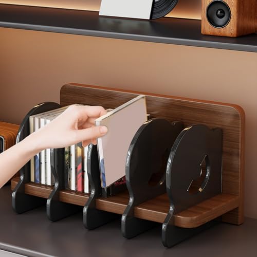 Estante para DVD con particiones extraíbles de madera acrílica que ahorra espacio 4