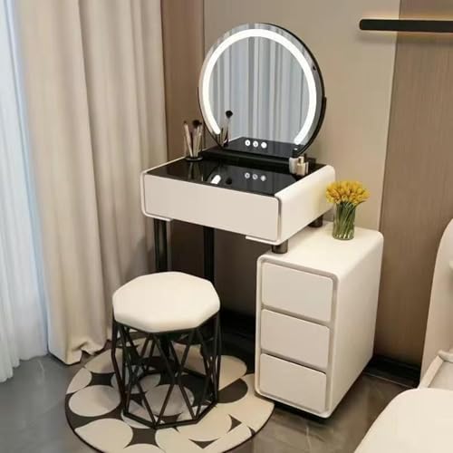 ���ϑ� �h���b�T�[ �R���p�N�g ���C�N�f�X�N ���� dressing table �����K���X�V�� ��?�� �I�V���� ���[�t�� LED�~���[���C�g�t�����邳�����\��3�̏Ɩ����[�h �h���b�T�[�e�[�u�� �P�n ������� ����50cm�`80cm (���ƃX�c�[��