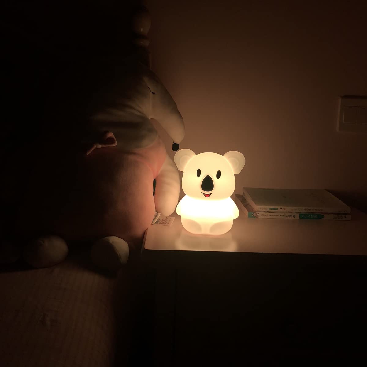 Koala Veilleuse enfants - lampe de chevet en silicone/lumières baby/lampe de chambre de bébé/lampe de lit pour enfant - luminosité et couleur réglables/réglage de l'heure - moyen