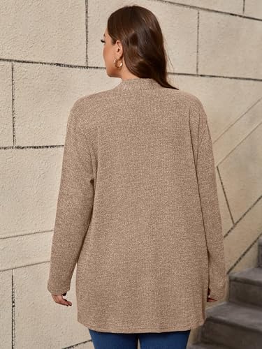 AusLook Women's Plus Size Lightweight Open Front Cardigan Long Sleeve Sweater Cover Ups Shrugs Jacket Shawls and Wraps Kimono2