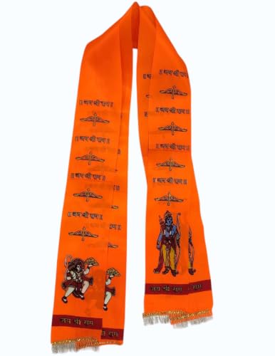 Image of BookMyCostume Religious & Spiritual Decoration Collection - Saffron Flags, Bunting Ladi, & Ethnic Stoles - Devotional Accessories for Temple, Festivals, Puja, Rallies & Daily Rituals