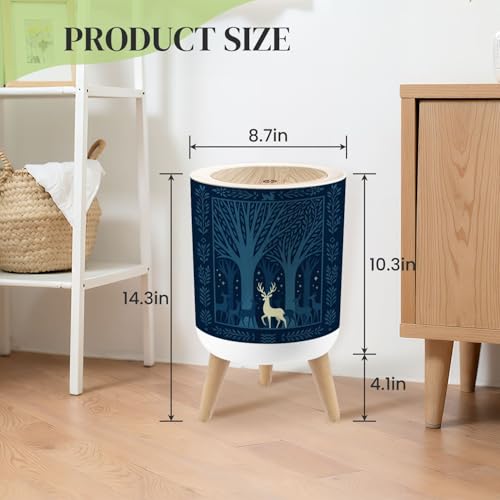 Caneca de basura pequeña con tapa y patas redonda 7L miniatura 3