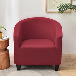 Highdi Housse de Fauteuil Plaine Extensible Hôtel Chesterfield 1 Pièce, Couverture de Fauteuil Couleur Unie, Housse de Canapé avec Accoudoirs Protecteur de Tub Chair (Rouge)