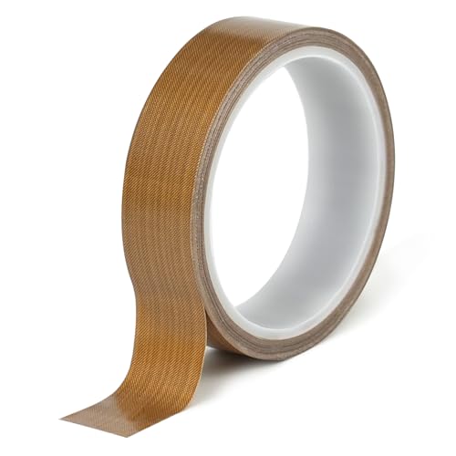 Image of Teflon Glass Cloth Tape,1''x 33ft x 0.18mm,PTFE Coated Fiberglass Adhesive Tape,High Temperature PTFE Tape for Vacuum Sealer Machine,Hand Impulse Sealers Insulation,Low Friction Tape,Squeak Resistant