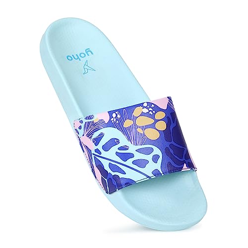 Image of YOHO Tropica Printed Comfortable Women Slides | Stylish Rainy Footwear & Waterproof Monsoon Sandals | Soft Inner Lining On Strap