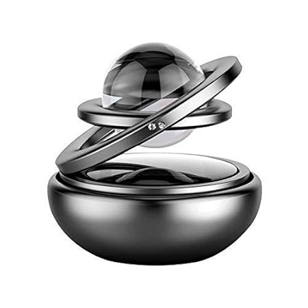 Dhaani Solar Car perfumes & fresheners | Double ring crystal auto rotating with glass ball aromatherapy for Cars, Home & Office | Air fresher decoration perfume diffuser (Random Colors)
