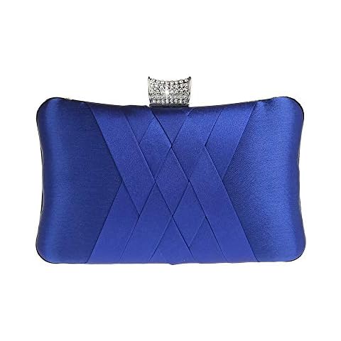 Ro Rox Francesca Retro Vintage Crystal Evening Prom Party Box Clutch Handbag Bag - Blue Cover