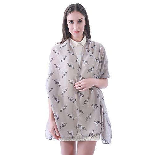 Boston Terrier Dog Print Women's Scarf Shawl Wrap Lightweight4