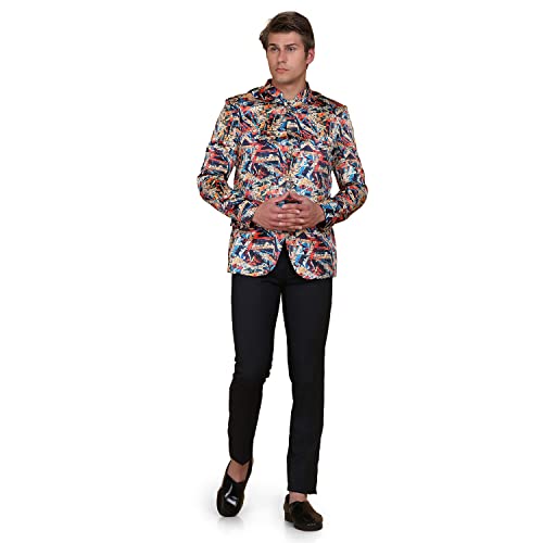 Image of TAHVO Men Slim FIT Printed RAJWADA Formal Suit Set