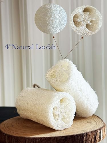 Image of 4 inch Plant Sponge 100% Natural Loofah Dish Sponges, Natural Dishwashing Sponges for Kitchen, Kitchen Scrubber Loofahs - 12 Pack